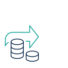 Symbol einer Münzstapel- und Pfeilgrafik, die steuerliche Beratung und Finanzfluss darstellt.