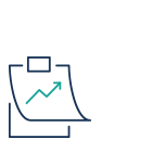 Symbol eines Dokuments mit aufsteigender Linie, das Wirtschaftsberatung und Wachstum darstellt.