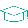 Symbol eines Akademikerhutes, das Ausbildung und Bildung repräsentiert.