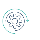Zahnradsymbol mit einem Pfeil, der einen Kreis bildet &ndash; Darstellung eines ganzheitlichen oder umfassenden Ansatzes im Prozessmanagement.