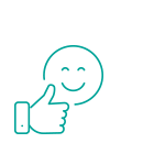 Symbol eines l&auml;chelnden Gesichts mit Daumen hoch, das Zuverl&auml;ssigkeit und Vertrauen im Unternehmen darstellt.